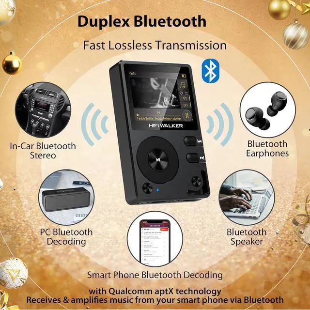 Alt view image 3 of 6 - H2 HiFi MP3 Player with Bluetooth, Lossless DSD DAC Flac, High Resolution Music Player, Portable Audio Player with 64 GB Memory Card, Supports up to 256 GB