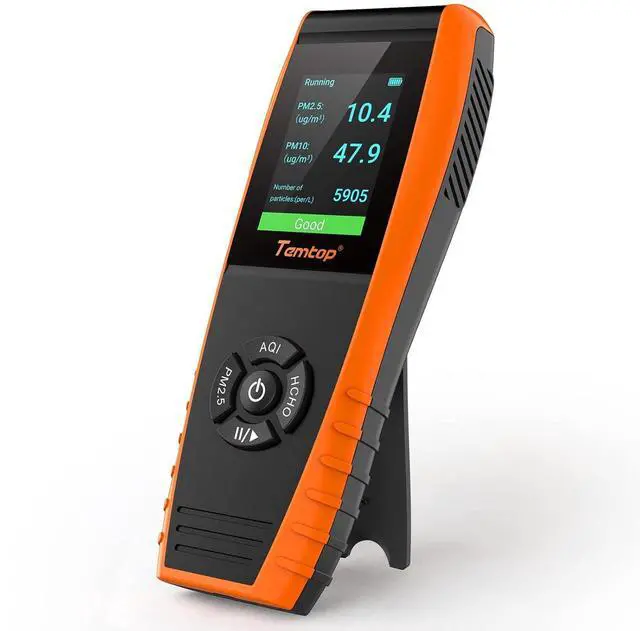 Main image of Air Quality Monitor PM2.5 PM10 Particle Counter, Formaldehyde, Temperature, Humidity, TVOC AQI Tester for Indoor/Outdoor Air Pollution Detection w/Data Export