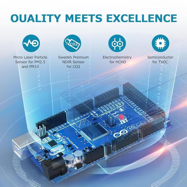 Alt view image 6 of 7 - AQ Air Quality Monitor, Indoor CO2 Monitor (PM2.5, PM10, CO2, VOC, Formaldehyde, Humidity, Temp) Multifunctional Wildfire Air Pollution Detector, Easy Calibration Indoor Air Quality Meter