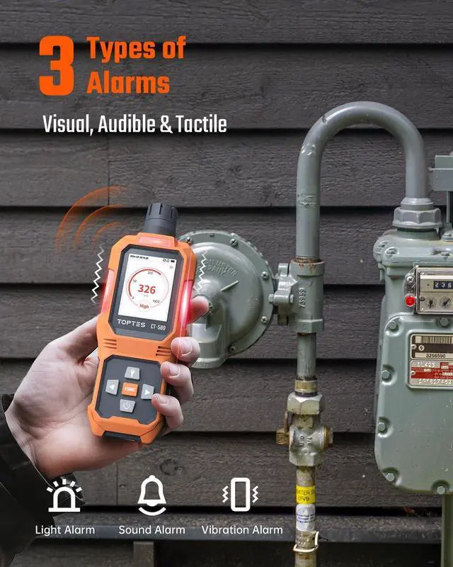 Alt view image 5 of 7 - CT-580 Portable Carbon Monoxide Detector, Rechargeable CO Detector with Vibration, Visual & Audible Alarms, 0-1000PPM, TFT Color Display for Home, Camping, Travel, Industrial & Professional Use