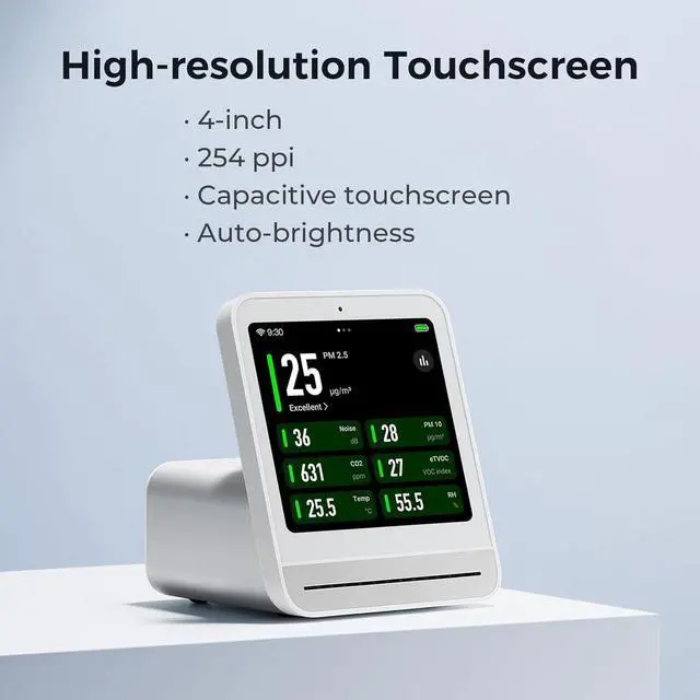 Alt view image 5 of 7 - Air Quality Monitor Gen 2, Indoor Detects PM2.5, CO2, PM10, Noise, Temperature and Humidity, New Upgraded Alarm Clock Function, Tester for Bedroom, Smart Home  White -