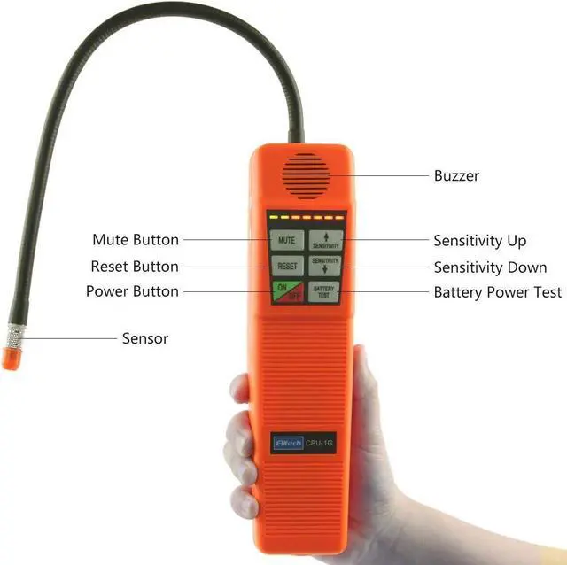 Alt view image 7 of 7 - Elitech CPU-1G HVAC Leak Detector Halogen Gas Tester HVAC Refrigerant AC Sniffer R22 R410A R134A