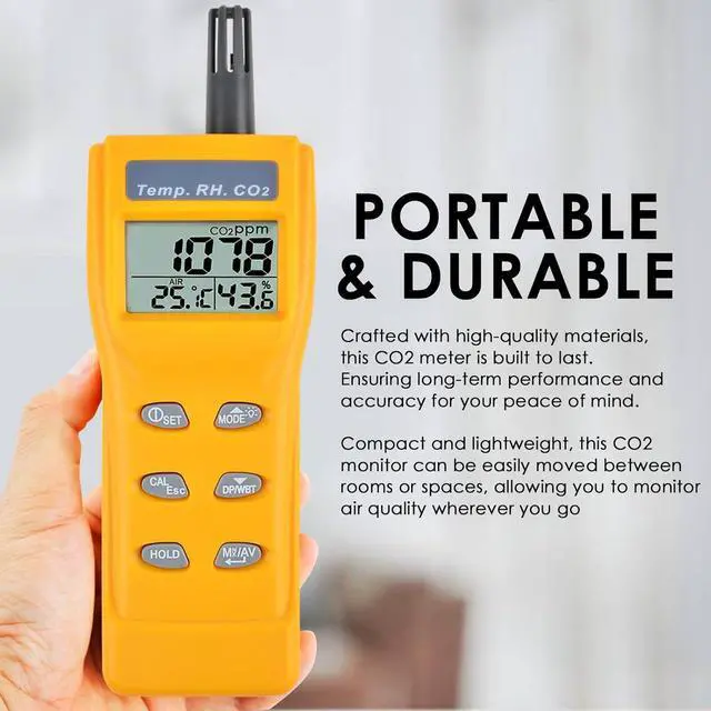 Alt view image 5 of 7 - CO2 Meter Portable CO2 Detector Digital CO2 Monitor with Alarm Function Carbon Dioxide Temperature and Humidity Meter, NDIR CO2 Sensor Indoor Air Quality Monitor for Home Office Grow Room