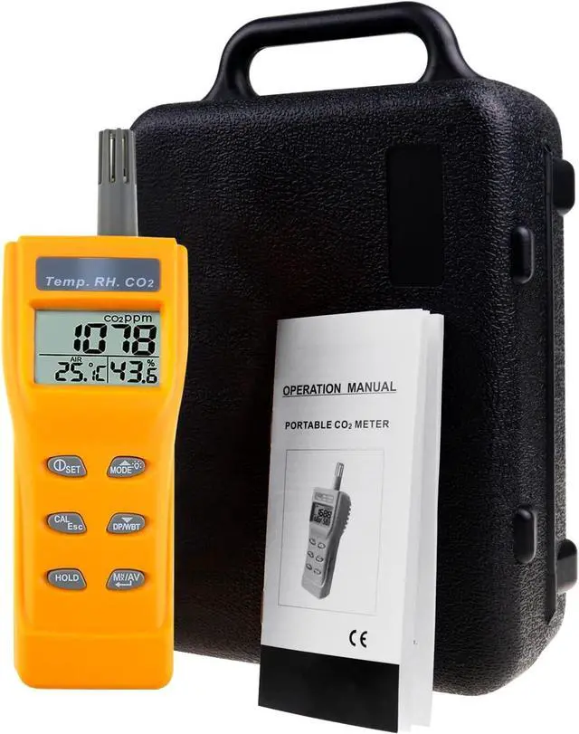 Alt view image 7 of 7 - CO2 Meter Portable CO2 Detector Digital CO2 Monitor with Alarm Function Carbon Dioxide Temperature and Humidity Meter, NDIR CO2 Sensor Indoor Air Quality Monitor for Home Office Grow Room