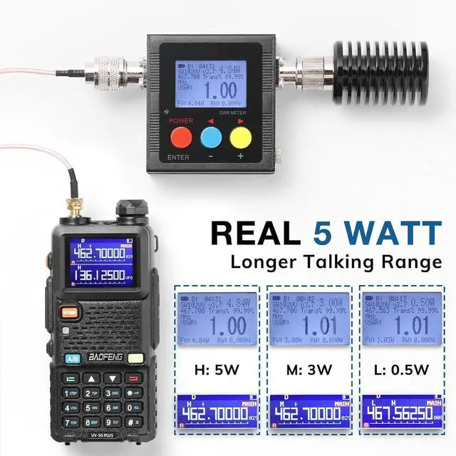 Alt view image 4 of 7 - UV-5G Plus GMRS Handheld Radio, 999 Channels, 5W Long Range Rechargeable Two Way Radio with NOAA Weather Receiving, 2500mAh Battery USB-C Port, 8" & 15.5" Antennas, 2 Pack