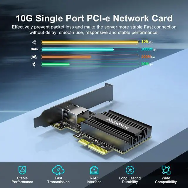 Alt view image 3 of 7 - 10Gbe PCI-e Network Card, AQC113 Controller, 10G Base-T RJ45 Port NIC Card, GiGaPlus 100/1000/2500/10000Mbps Ethernet Card, 10Gb Ethernet Adapter Support Windows10/11/Windows Server/Linux