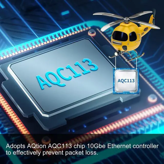 Alt view image 7 of 7 - 10Gbe PCI-e Network Card, AQC113 Controller, 10G Base-T RJ45 Port NIC Card, GiGaPlus 100/1000/2500/10000Mbps Ethernet Card, 10Gb Ethernet Adapter Support Windows10/11/Windows Server/Linux