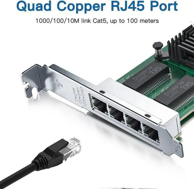 Alt view image 2 of 6 - Gigabit 4 Port NIC with  I350 Chip, 1Gb Network Card Compare to  I350-T4 NIC, Quad RJ45 Ports, PCI Express 2.1 X4, Ethernet Card with Low Profile for Windows/Windows Server/Linux