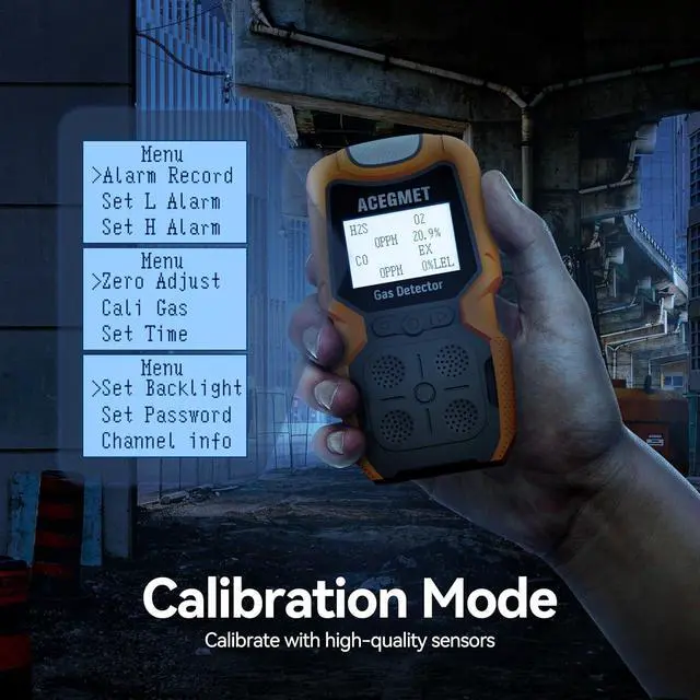 Alt view image 4 of 6 - Gas Detector, ACEGMET 4 Gas Monitor Multiple Indicator (Vibration, Audible, Visual) H2S, O2, CO and LEL 4 Gas Monitor Personal Rechargeable 4 Gas Meter 2 Years of Sensor Life Gas Sniffer