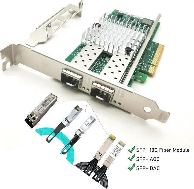 Alt view image 5 of 6 - 10Gb Network Card Dual SFP+ Ports PCIEx8 Ethernet Converged Server Compatible  X520-DA2 82599ES Chip Support Windows 7/8/10/11/Visa,Server/Linux/VMware