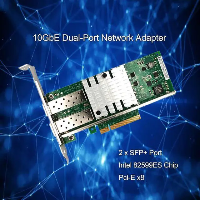 Alt view image 2 of 6 - 10Gb Network Card Dual SFP+ Ports PCIEx8 Ethernet Converged Server Compatible  X520-DA2 82599ES Chip Support Windows 7/8/10/11/Visa,Server/Linux/VMware