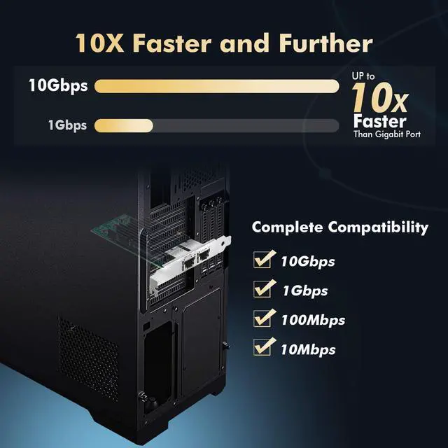 Alt view image 3 of 7 - 2 Port 10G Ethernet PCIe Network Adapter,  X540 chip LAN Controller, 10G/1G/100Mbps Ethernet RJ45 NIC Card for Windows/Linux/VMware
