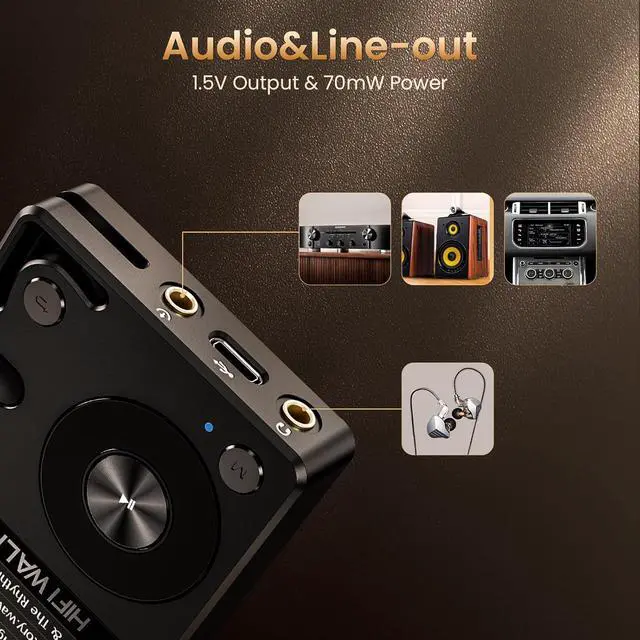 Alt view image 6 of 7 - H2 HiFi MP3 Player with Bluetooth 5.2, Lossless DSD FLAC Player, Digital Audio Player Hi Res Portable Music DAP Player with 64GB Micro SD Card, Support Up to 256GB