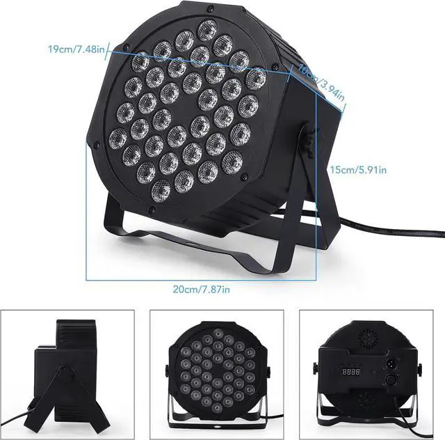 Alt view image 6 of 7 - Dj Lights, 6 Pack 36 LED Par Lights Stage Lights with Sound Activated Remote Control & DMX Control, Stage Lighting Uplights for Wedding Club Music Show Christmas Holiday Party Lighting