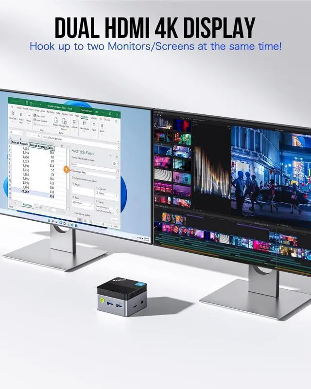 Alt view image 5 of 7 - Mini PC N97 Micro Desktop Computer, 12th Gen  N97 (up to 3.60GHz) 12GB DDR5+512GB SSD for Business, School, Office, Nucbox G5 12+512