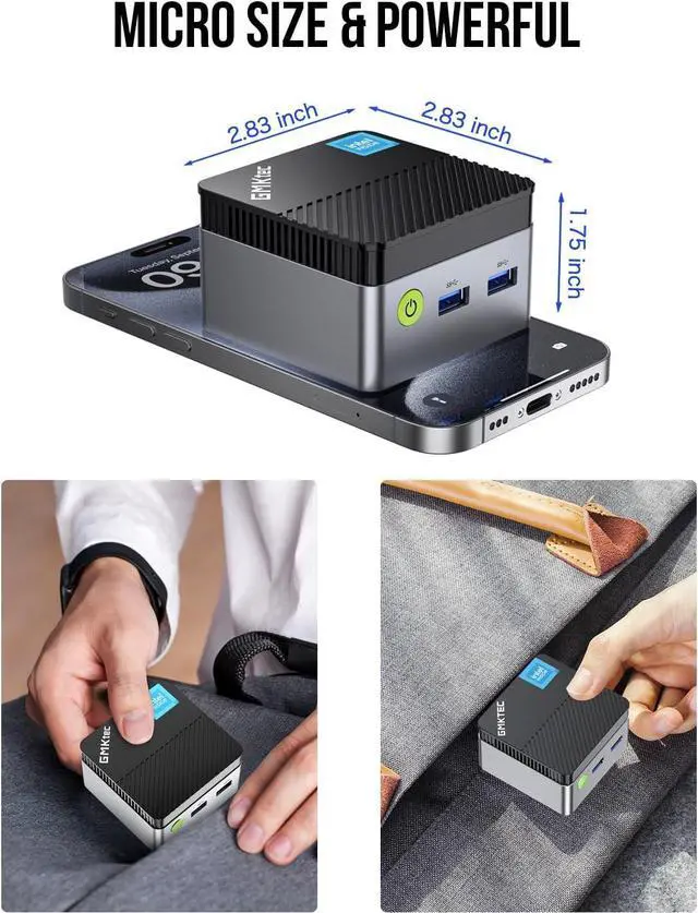 Alt view image 2 of 7 - Mini PC N97 Micro Desktop Computer, 12th Gen  N97 (up to 3.60GHz) 12GB DDR5+512GB SSD for Business, School, Office, Nucbox G5 12+512