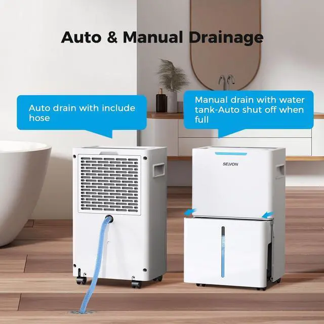 Alt view image 5 of 7 - 1500 Sq.ft Dehumidifier for Basement,  21 Pint Dehumidifiers with Drain Hose for Home Large Room Bedroom Bathroom, Powerful Moisture Removal, Smart Humidity Control & Display, 24H Timer, 3 Modes
