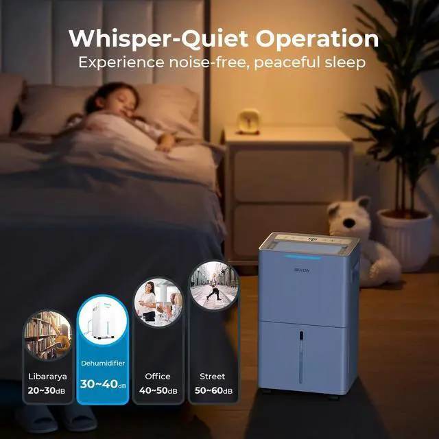 Alt view image 6 of 7 - 1500 Sq.ft Dehumidifier for Basement,  21 Pint Dehumidifiers with Drain Hose for Home Large Room Bedroom Bathroom, Powerful Moisture Removal, Smart Humidity Control & Display, 24H Timer, 3 Modes
