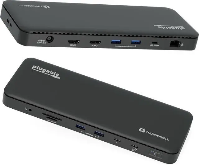 Main image of Plugable Thunderbolt 4 Dock with 100W Charging, Thunderbolt Certified, Laptop Docking Station Dual Monitor Single 8K or Dual 4K HDMI for Windows and Mac, 4X USB, Gigabit Ethernet (TBT4-UD5)