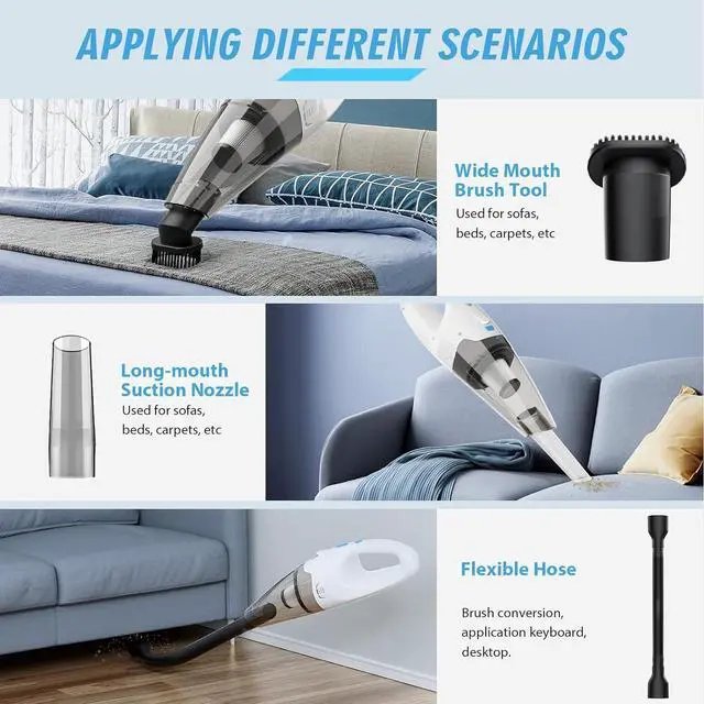 Alt view image 2 of 7 - Handheld Vacuum Cordless,Car Hand Cordless Rechargeable,Powerful Suction Hand Held Vacuum with LED Light/Multi Accessories,1.6lbs Car Mini Portable Vacuum Cleaner for Home Office Pet