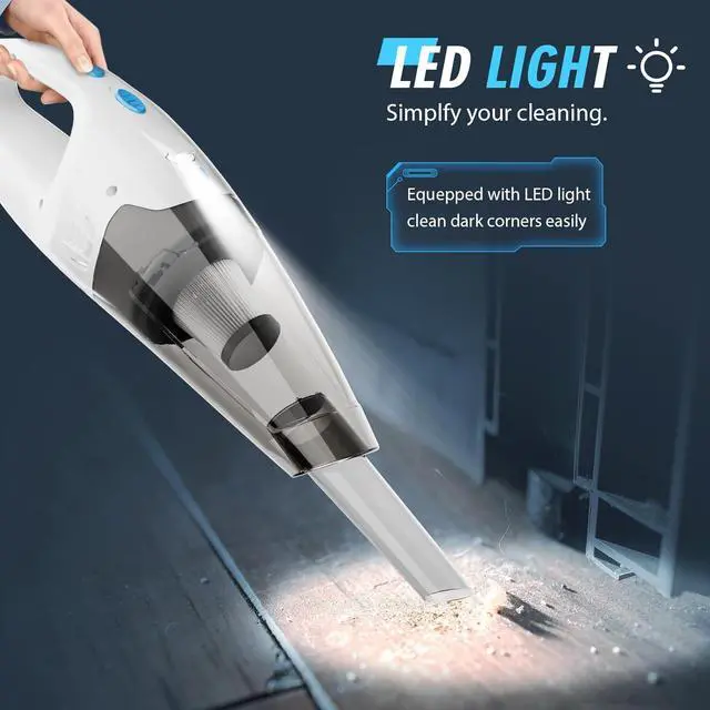 Alt view image 4 of 7 - Handheld Vacuum Cordless,Car Hand Cordless Rechargeable,Powerful Suction Hand Held Vacuum with LED Light/Multi Accessories,1.6lbs Car Mini Portable Vacuum Cleaner for Home Office Pet
