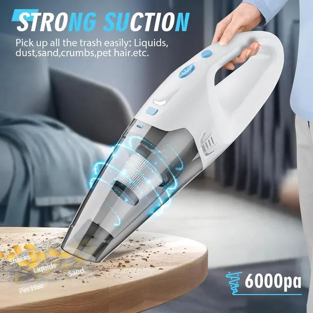 Alt view image 6 of 7 - Handheld Vacuum Cordless,Car Hand Cordless Rechargeable,Powerful Suction Hand Held Vacuum with LED Light/Multi Accessories,1.6lbs Car Mini Portable Vacuum Cleaner for Home Office Pet