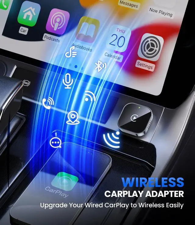 Alt view image 2 of 7 - Wireless CarPlay Adapter 2025 Upgrade Wired CarPlay to Wireless, Mini USB Design for Cars with Built-in Wired Apple CarPlay Plug and Play Easy Use Fast Stable Connection Car Play for iPhone