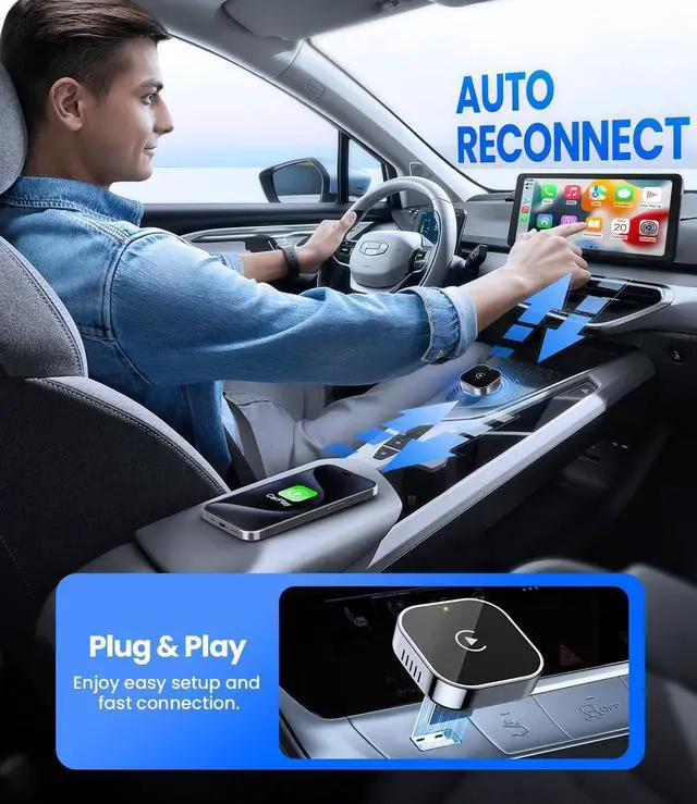 Alt view image 4 of 7 - Wireless CarPlay Adapter 2025 Upgrade Wired CarPlay to Wireless, Mini USB Design for Cars with Built-in Wired Apple CarPlay Plug and Play Easy Use Fast Stable Connection Car Play for iPhone