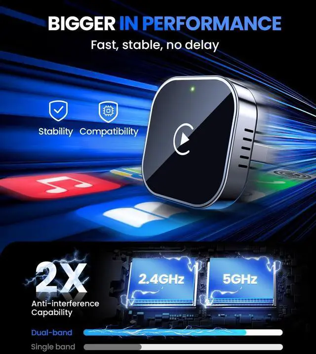 Alt view image 5 of 7 - Wireless CarPlay Adapter 2025 Upgrade Wired CarPlay to Wireless, Mini USB Design for Cars with Built-in Wired Apple CarPlay Plug and Play Easy Use Fast Stable Connection Car Play for iPhone