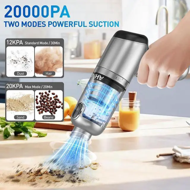 Alt view image 2 of 7 - AHNR Handheld Car Vacuum Cleaner Cordless with Brushless Motor, 20000PA High Power Vacuum Cleaner & Air Duster, 3 in 1 Keyboard Portable Mini Hand Held Vacuums Cleaner for Car Home