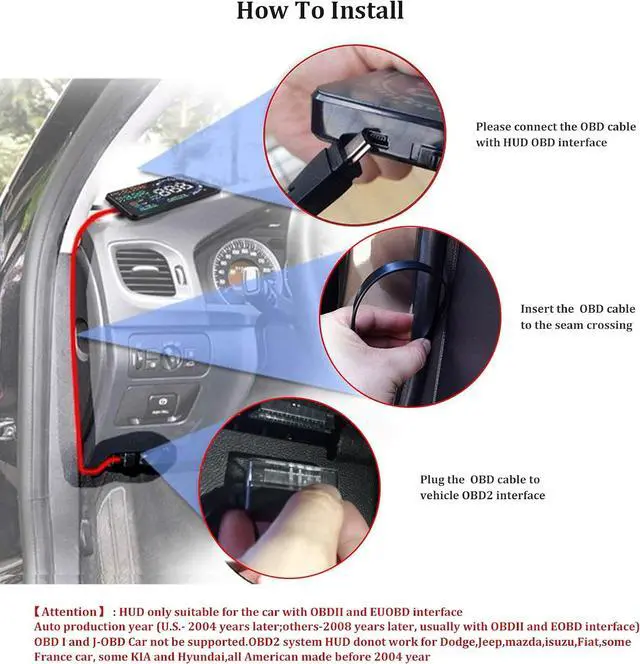 Alt view image 7 of 7 - Heads Up Display for Cars, Digital Speedometer for Car A8 with OBD Function, 5.5 Inch Large Screen, HUD Speedometer for Car for All Vehicles