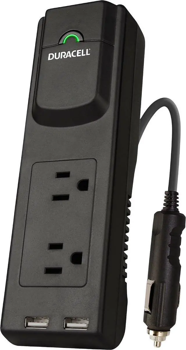 Main image of Duracell DRINVPS175 Black 175 Watt Portable Power Inverter | 2 AC Outlets, 2 USB Ports, Black