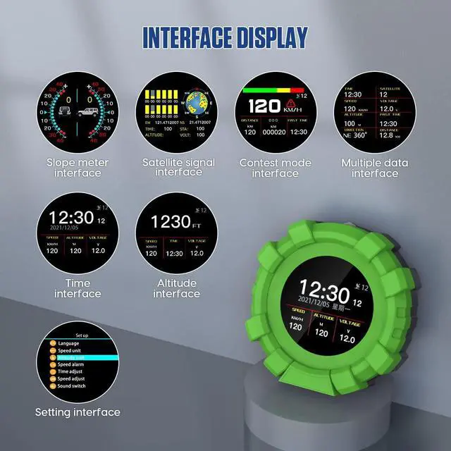 Alt view image 3 of 7 - GPS Slope Meter Digital Inclinometer Car Speedeometer HUD Head Up Display for Off-Road Vehicles (M95, M95) -  M95