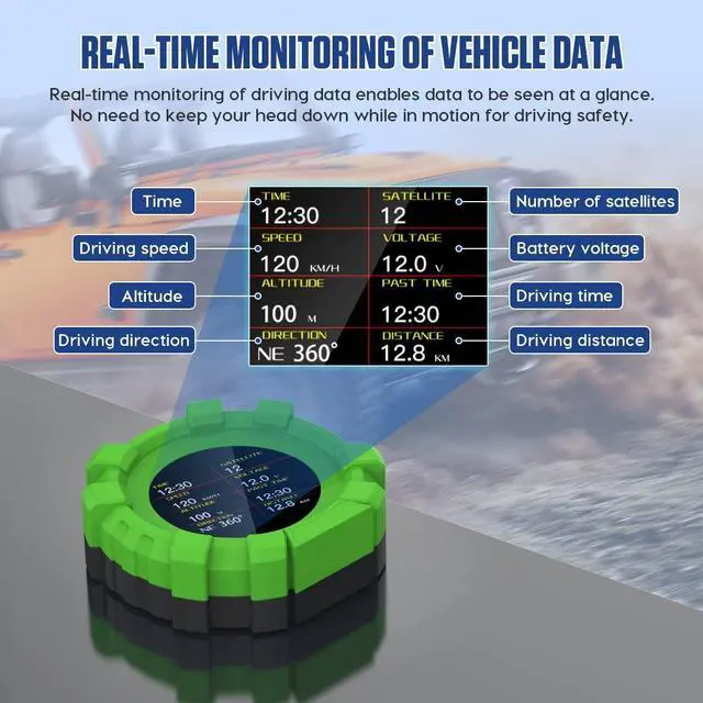 Alt view image 5 of 7 - GPS Slope Meter Digital Inclinometer Car Speedeometer HUD Head Up Display for Off-Road Vehicles (M95, M95) -  M95