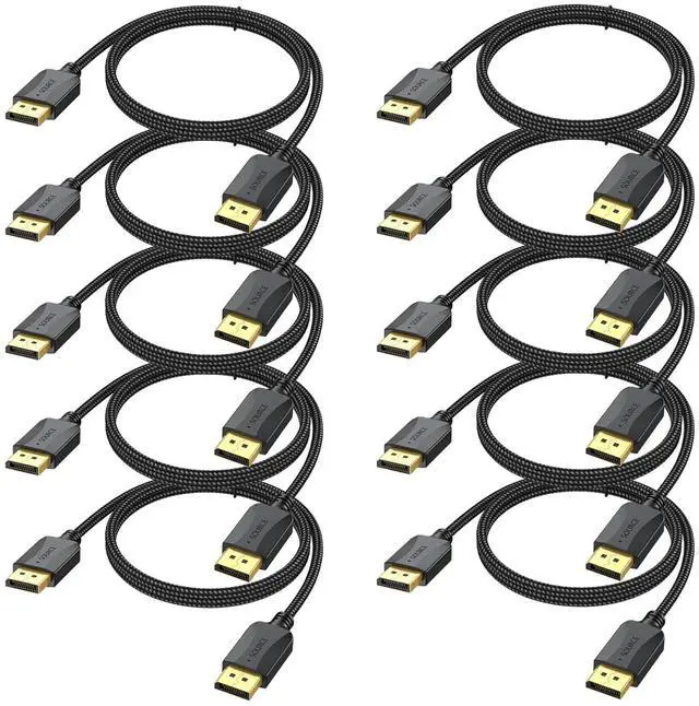 Main image of DisplayPort to DisplayPort Cable 3 ft, 10-Pack DP Display Port Cable Adapter Male to Male 4K, 2k@165Hz/ 144Hz for Computer, Docking Station, Monitor and More