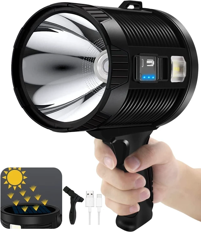 Main image of 1,000,000 Lumen Rechargeable Spotlight 6-Mode LED Spotlight Flashlight As Seen on TV with Tripod, 3 Color Filters, Super Bright Solar Outdoor Handheld Spot Light for Hunting & Boating, XXXL