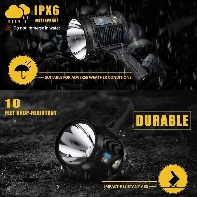 Alt view image 5 of 7 - 1,000,000 Lumen Rechargeable Spotlight 6-Mode LED Spotlight Flashlight As Seen on TV with Tripod, 3 Color Filters, Super Bright Solar Outdoor Handheld Spot Light for Hunting & Boating, XXXL
