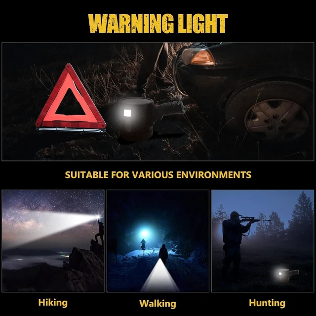 Alt view image 6 of 7 - 1,000,000 Lumen Rechargeable Spotlight 6-Mode LED Spotlight Flashlight As Seen on TV with Tripod, 3 Color Filters, Super Bright Solar Outdoor Handheld Spot Light for Hunting & Boating, XXXL
