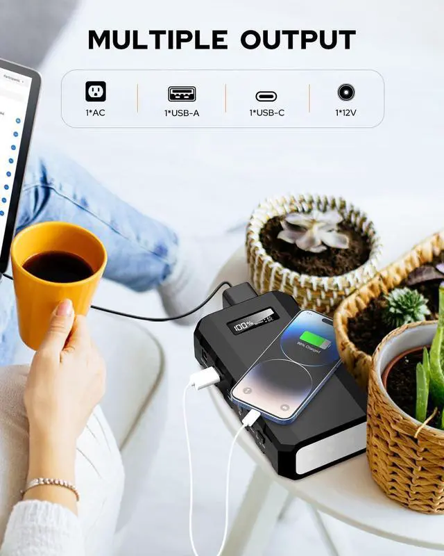 Alt view image 3 of 7 - Portable Power Bank with AC Outlet 65W/110V Portable Laptop Charger with QC3.0 USB*1/USB-C *1 88.8Wh/24000mAh Laptop Power Bank Fast Charging for Camping Travel Home Power Backup