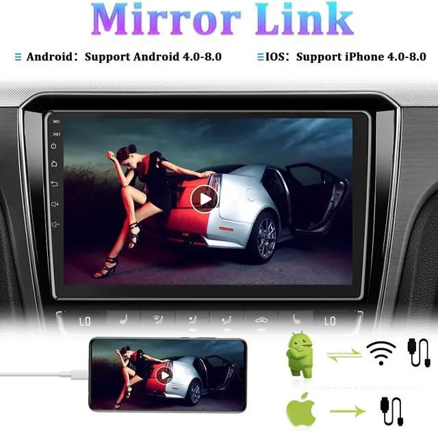 Alt view image 2 of 7 - 10.1 Inch Android Double Din Car Stereo Touch Screen Car Radio with WiFi GPS Navigation Mirror Link Car Multimedia Player Support Bluetooth FM Radio Receiver Dual USB Input with Backup Camera