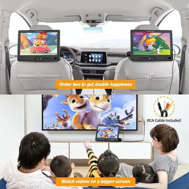 Alt view image 6 of 7 - 10.5" Car DVD Player with Headrest Mount, Portable DVD Player for Car with Headphone, Suction-Type Disc in,Support 1080P Video,HDMI Input,USB/SD Card Reader,AV in/Out,Last Memory&Region Free