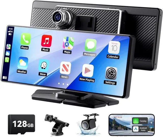 Main image of Carplay Screen for Car, 8.1" HD Portable Touch Screen Car Stereo with Android Auto, 4K Dash Cam, 1080P Backup Camera, GPS Navigation, Mirror Link, Bluetooth, AUX, FM Transmitter
