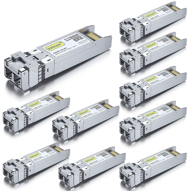 Alt view image 2 of 5 - 10GBase-SR SFP+ LC Transceiver, 10G 850nm Multimode SFP Module, up to 300 Meters, for Cisco SFP-10G-SR, Meraki MA-SFP-10GB-SR, Ubiquiti UniFi UF-MM-10G, Fortinet, Mikrotik and More, Pack of 10