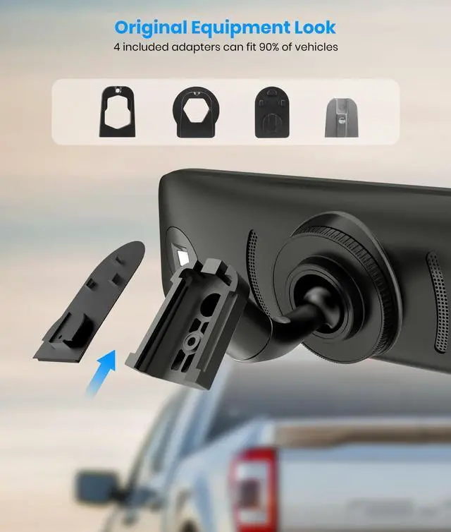 Alt view image 2 of 7 - AUTO-VOX T9PRO OEM Rear View Mirror Camera with Detached Front Lens, 9.35" Full Laminated Touch Screen Mirror Dash Cam Front and Rear with No Glare, Super Night Vision Backup Camera for Car/Truck