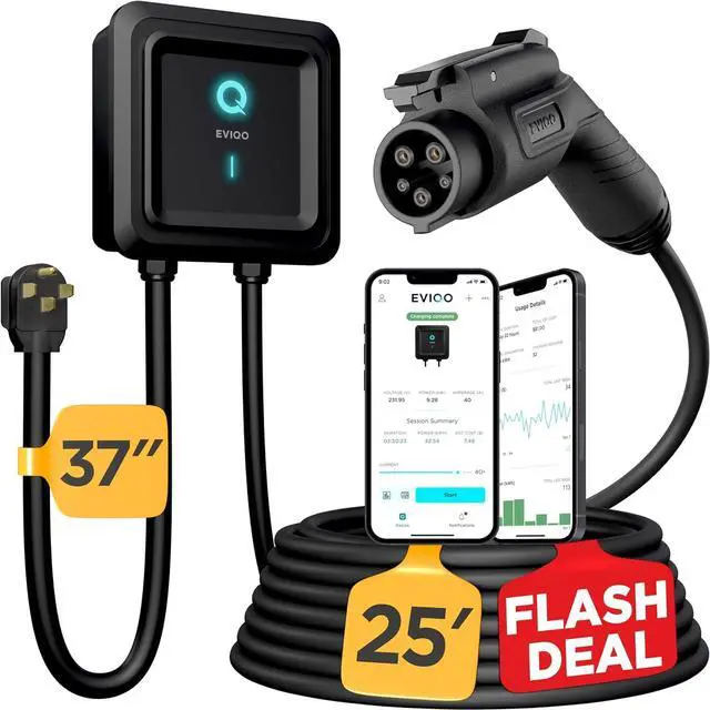 Main image of Level 2 EV Charger - Wall Home EV Charger Level 2 48 Amp for Electric Car - 240V NEMA 14-50 Plug in 11.5kW EVSE J1772 Chargers, Energy Star/UL - Smart Electric Vehicle Charging Stations