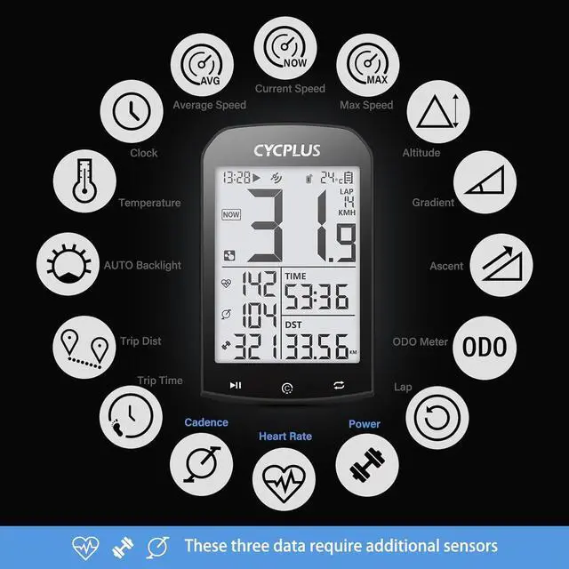 Alt view image 3 of 7 - GPS Wireless Bike Computer, Cycling Computer GPS with Bluetooth/ANT+, Bike Speedometer with 2.9" LCD Screen, Auto Backlight IPX6 Waterproof (New Upgraded)