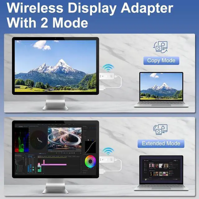 Alt view image 6 of 7 - Wireless HDMI Transmitter and Receiver 2-in-1 4K Decode 1080P Output Wireless HDMI 2.4G&5G Display Adapter Plug & Play Portable Streaming Video and Audio to Monitor from PC/DV/HDTV/Projector/TV Box