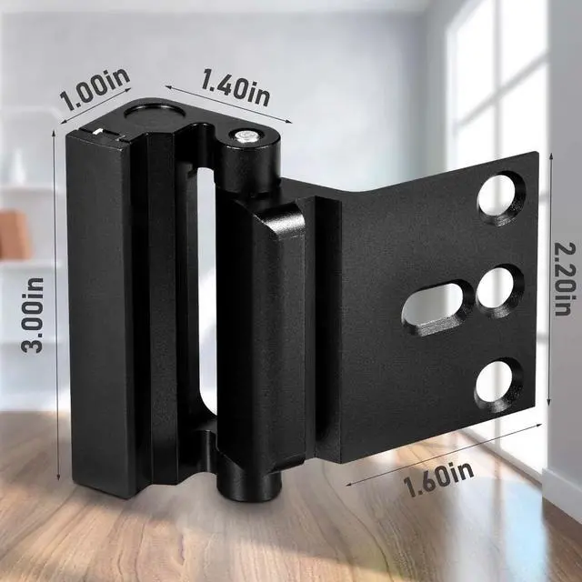 Alt view image 7 of 7 - 4Pack Home Security Door Reinforcement Lock, Childproof Safety Door Lock Latch Inside Stopper, Add High Security to Prevent Home Unauthorized Entry, Aluminum Construction Finish Black