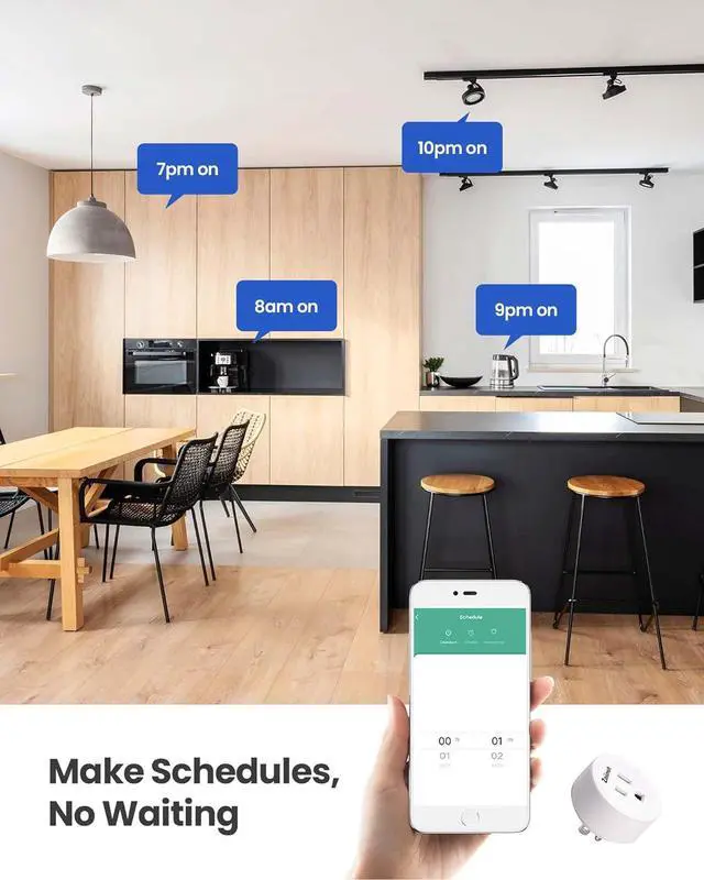 Alt view image 2 of 7 - Smart Plug Switch, 2.4G WiFi Outlet, Compatible with Alexa, Google Home, Smart Life & IFTTT APP, Voice Control & Timer, Buckle Design & Removable, No Hub Needed, Programmable(2 Pack)