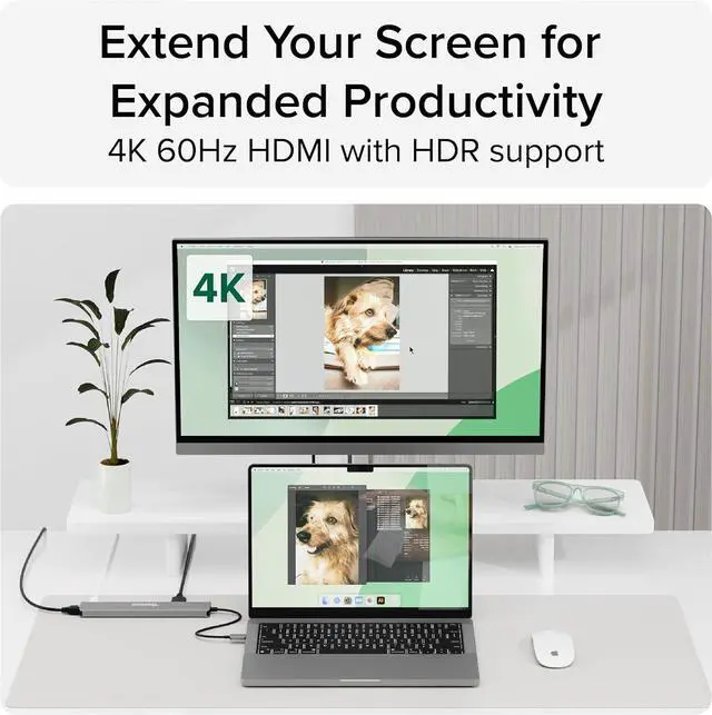 Alt view image 6 of 7 - Plugable USB C Hub Multiport Adapter: 9-in-1 with 140W PD Charging, 4K 60Hz HDMI, 10Gbps Data Transfer, Gigabit Ethernet, SD, for USBC, USB4, Thunderbolt MacBook, Windows, Chromebook (USBC-9IN1E)